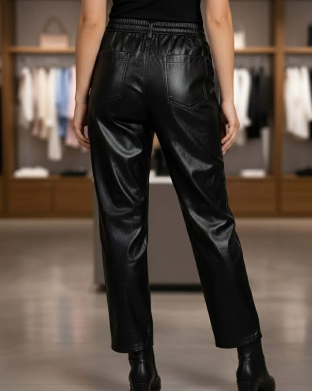 بنطلون جلد وايد ليج